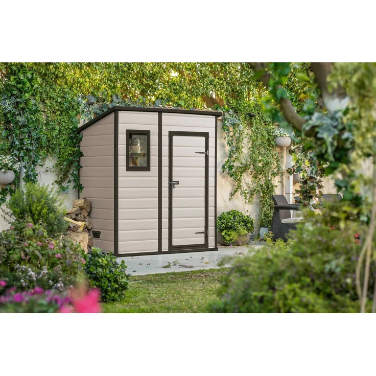 Dmora Gartenhaus Cranbrook, Gartenhütte, Gartenhaus, Werkzeugschuppen, 184x111 h201 cm, Beige – Bild 2