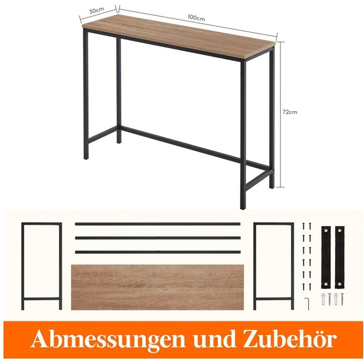 Lifewit Wangentisch Konsolentisch Metallrahmen, schmaler Flur Beistelltisch rustikal. (Set, 1 Tisch), Kratzfest, Lagerung – Bild 2