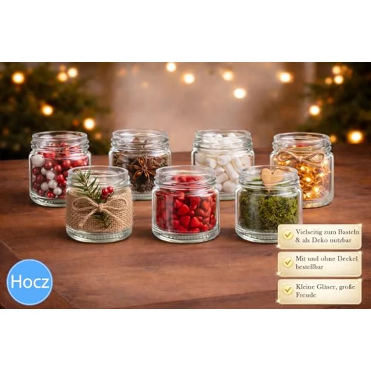 hocz 12x Mini Marmeladengläser 50 ml | mit Deckel Rot TO 43 | kleine Einmachgläser mit Schraubdeckel zum befüllen | Schraubgläser, Sturzgläser Set | leere Gläser für Marmelade | 12 Stück – Bild 7