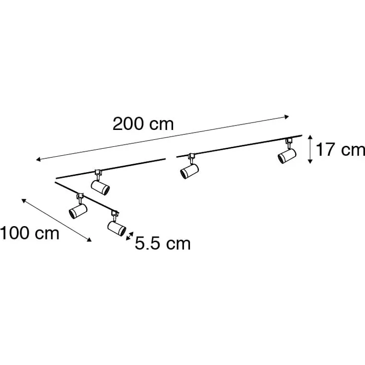 Qazqa Schienensystem-Sets Iconic jeana, ohne Leuchtmittel, GU10, Weiß, Modern, Aluminium, Deckenstrahler 5-flammig – Bild 2