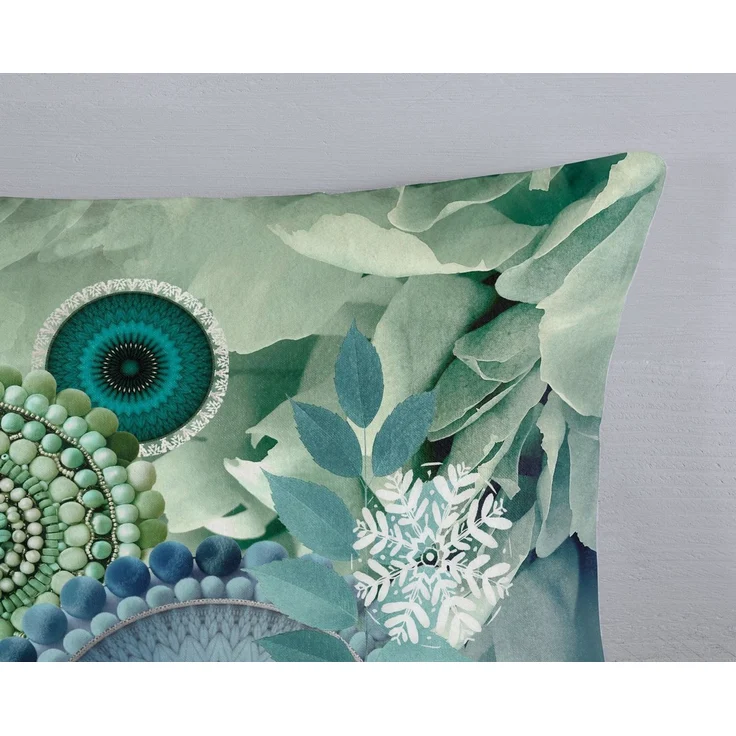 hip Flanell Bettwäsche 135x200 Isehin Mandala Blätter kalt blau-grün 33374 – Bild 3