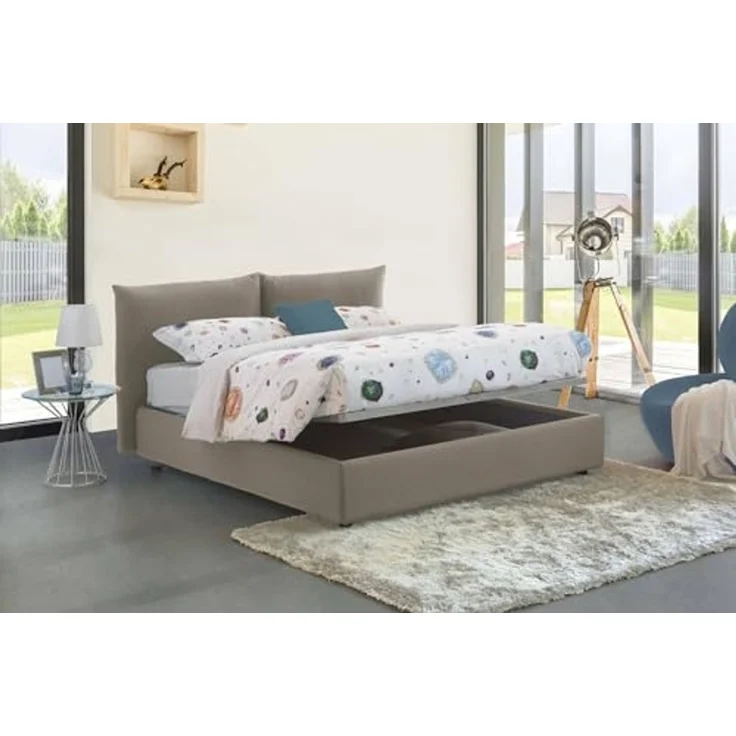 Talamo Italia - Tiziana Doppelbett, Bettkasten mit Stoffbezug, 100 % Made in Italy, Öffnung vorne, geeignet für Matratze 160x190 cm, Taupe – Bild 4