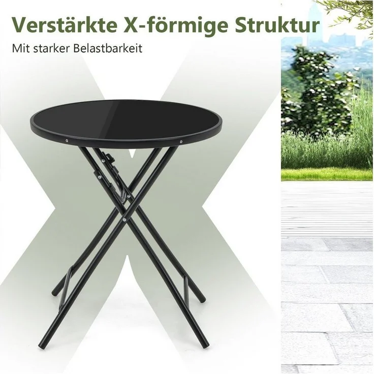 COSTWAY Gartentisch, klappbar, mit X-förmige Metallrahmen – Bild 2