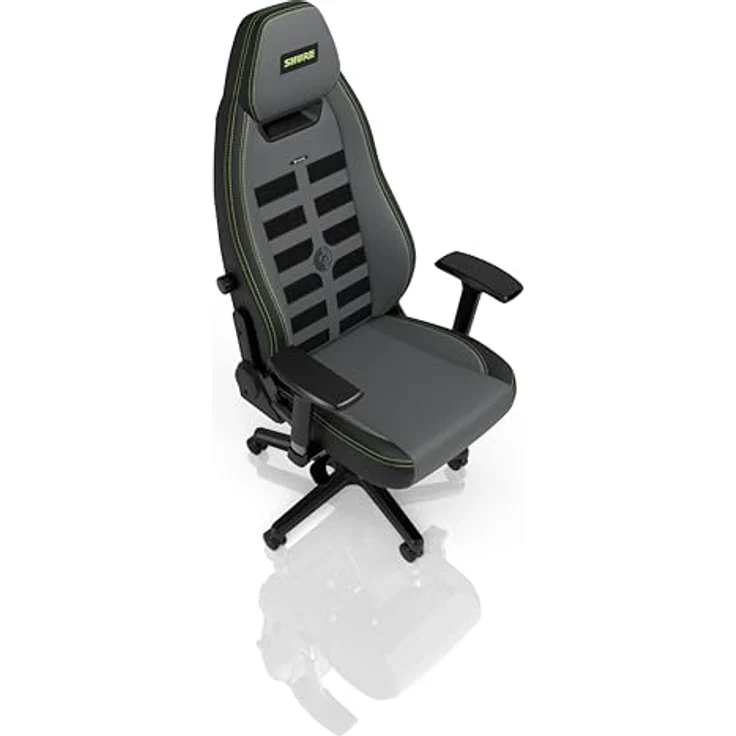 noblechairs LEGEND Gaming Stuhl - Shure Edition, ergonomischer Bürostuhl aus grauem PU-Leder, Kaltschaumpolsterung, bis 150 kg belastbar, 60-mm-Rollen für harte und weiche Böden – Bild 3