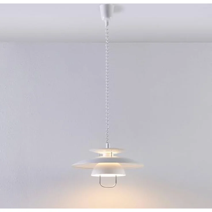 Lindby Hängelampe Nadija, höhenverstellbare Pendelleuchte in Weiß, 43 cm, E27 – Bild 4