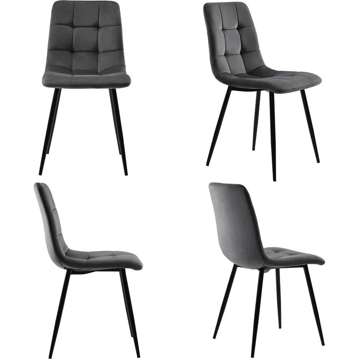 Esszimmer-Set 5-teilig mit Tisch 120x70 cm & 4 Grau Samtstühlen, Gold-Metallbeine,für Esszimmer und Wohnzimmer – Bild 4