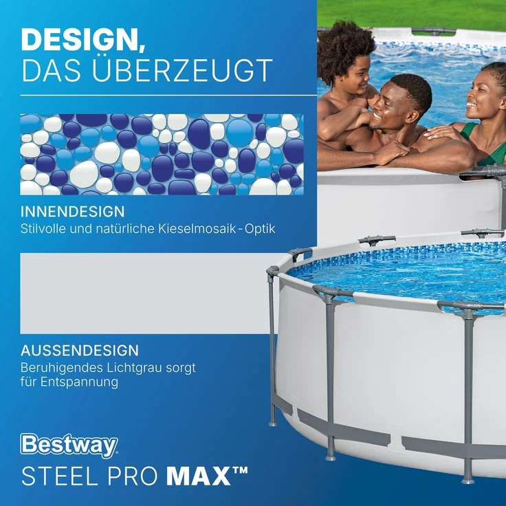 Steel Pro MAX™ Solo Pool ohne Zubehör Ø 366 x 100 cm, lichtgrau, rund – Bild 5