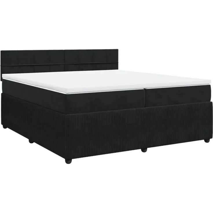 vidaXL Boxspringbett mit Matratze Schwarz 200x200 cm Samt 3287832 – Bild 2