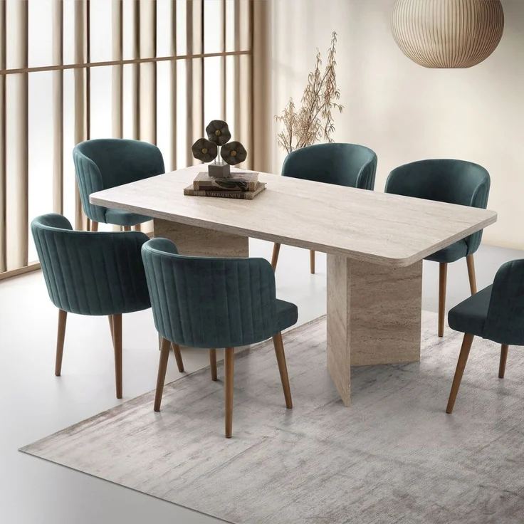Calicosy 'LOFT' Esstisch mit rechteckiger Platte und 2 Beinen L180 cm - Beige - Beige – Bild 2