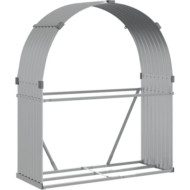 vidaXL Kaminholzunterstand Silbern 120x45x140 cm Verzinkter Stahl 364591 – Bild 2