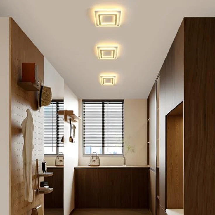 Goeco 44W LED Deckenleuchte Modern, Gold Deckenlampe LED Quadratisch, Acryl Deckenlampe Deckenbeleuchtung für Wohnzimmer Schlafzimmer Flur Küche Balkon, 3000K Warmweiß – Bild 4