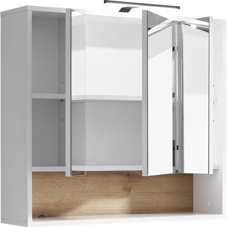 Badezimmerspiegelschrank >Liguria< in Weiß / Evoke Eiche Dekor - 80x72x21cm (BxHxT) – Bild 2