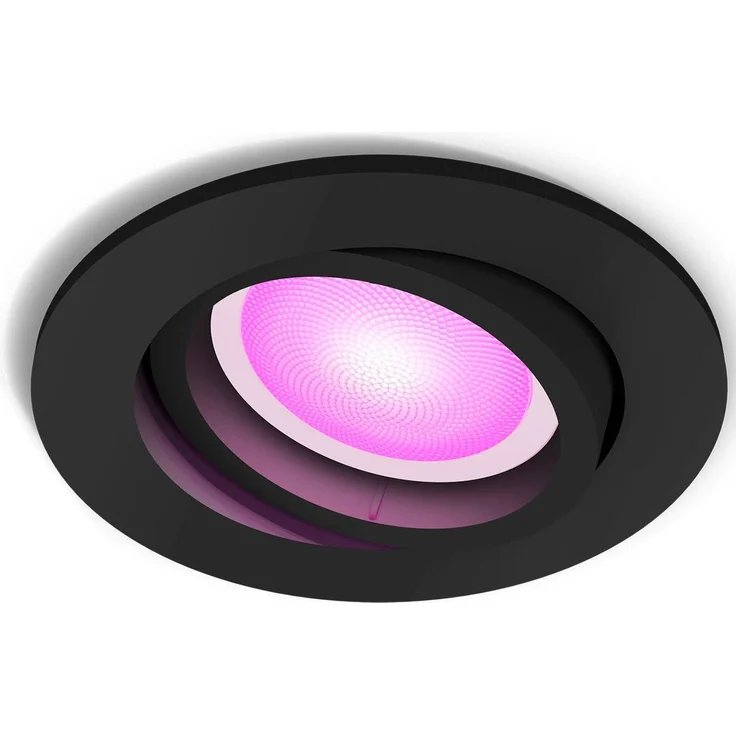 Philips Hue White & Color Ambiance Centura runde Einbauspots 1er Pack (1.050 lm), dimmbare Deckenlampen mit 16 Mio. Farben, smarte Lichtsteuerung über Sprache und App, schwarz, neue Generation – Bild 2