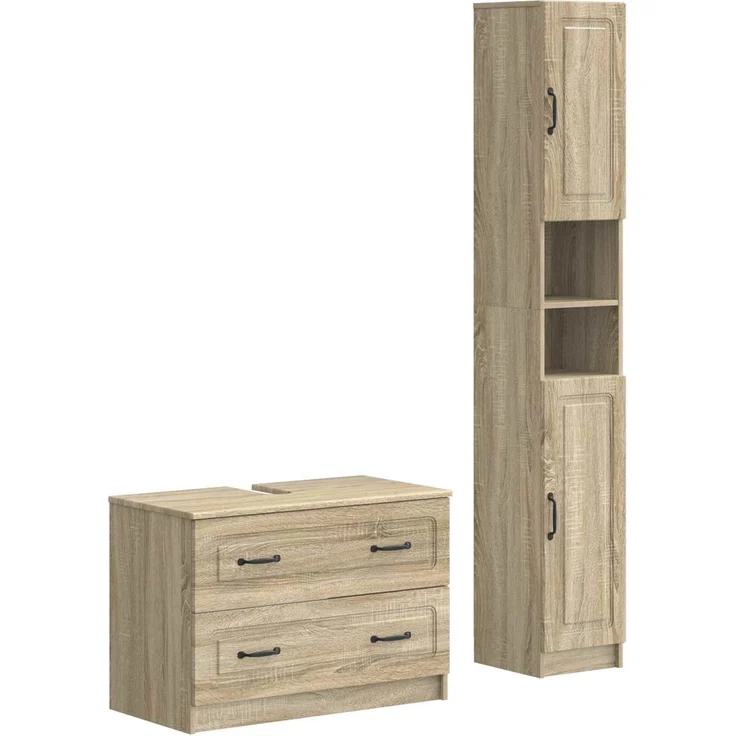 vidaXL 2-teiliges Badezimmer Schrank Set UTRECHT Sonoma-Eiche 3417569 – Bild 2