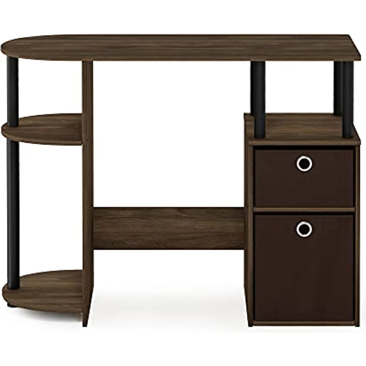 Furinno JAYA Simplistisch Computer-Schreibtisch mit Schubladen, Columbia Walnuss/Schwarz – Bild 7
