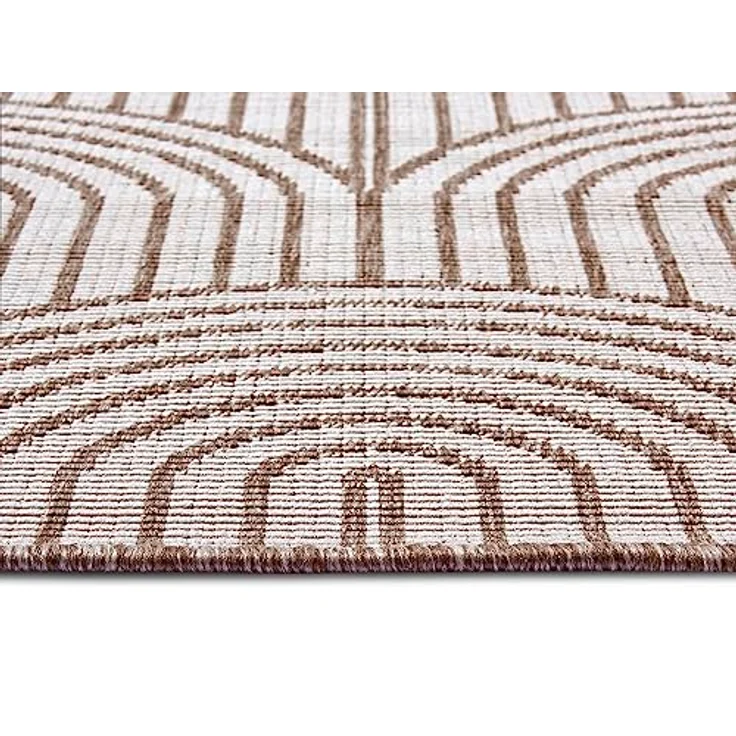 Hanse Home Pangli Outdoor Teppich Wetterfest – Wendeteppich Skandinavischer Boho Style Wasserfest Einfarbig Geometrisch 3D-Effekt für Garten, Balkon, Terrasse, Wohnzimmer – Linen, 240x330cm – Bild 8