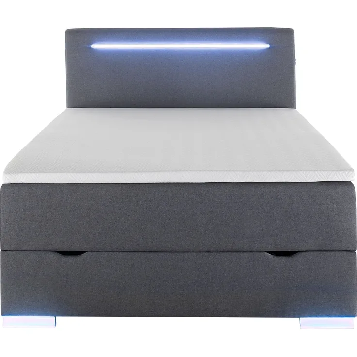 Boxspringbett Las Vegas ll / Las Vegas II, Webstoff, Schwarz, 143 x 110 x 209 cm