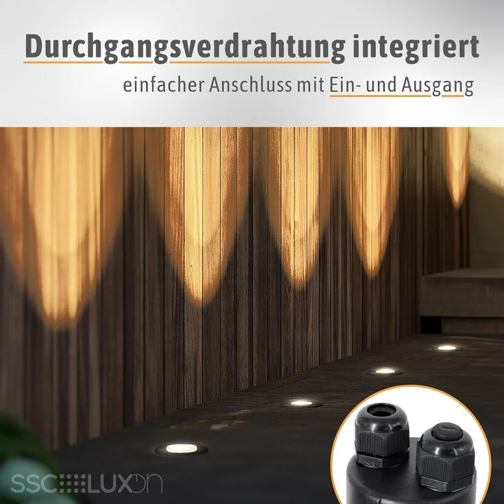 SSC-LUXon LED Gartenstrahler JUAVI LED Bodeneinbaustrahler schwarz mit GU10 6W warmweiß, Warmweiß – Bild 5