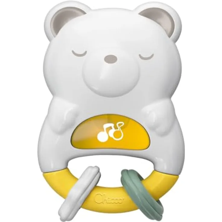 Chicco Day & Night, Nachtlicht mit Rassel 2 in 1 Little Bear, entwickelt sensorische Fähigkeiten, kinderfreundliches Design
