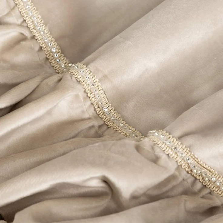 Eurofirany 'CARLI' Ösenvorhang mit Rüschen, Velours, Polyester beige, 140x250 cm – Bild 7