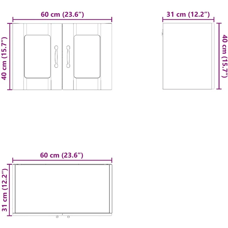 vidaXL Wandglas-Schrank PORTO Sonoma-Eiche 60 x 31 x 40 cm 885319 – Bild 12