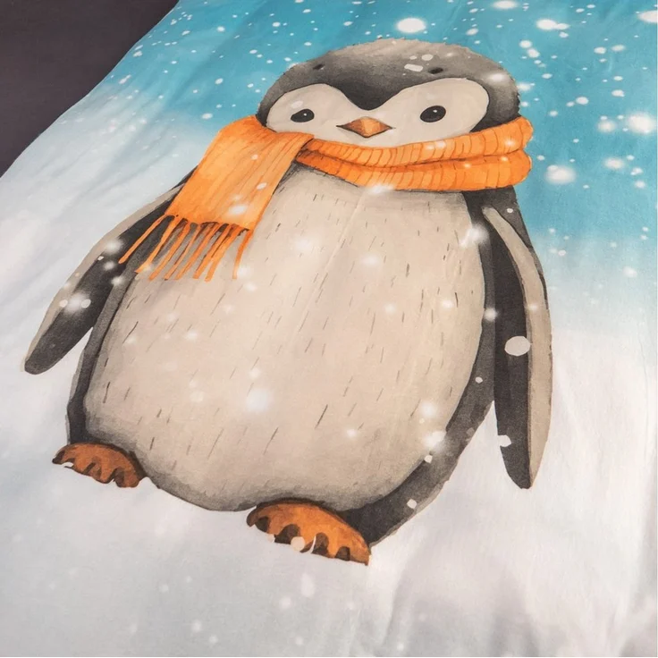 good morning Bettwäsche Comfort Baumwolle, Flanell, 2 teilig, Pinguin, Schneeflocken, Wendebettwäsche – Bild 4