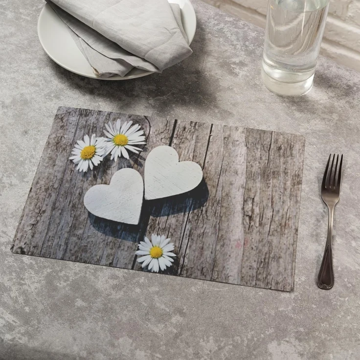 matches21 HOME & HOBBY Platzset Abwaschbare Tischsets 4er Set Landhaus-Stil Blumen & Holz-Optik, (4-St), Platzsets als Tisch-Untersetzer und Tisch-Deko für Esstisch Teller – Bild 4