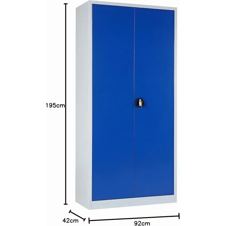 Putzmittelschrank, 92x195x42cm, grau/blau – Bild 3