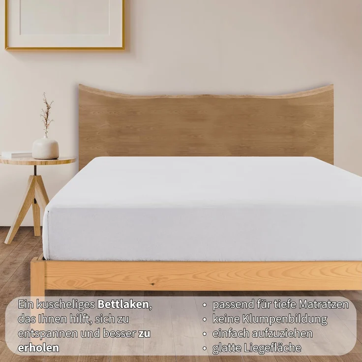 Jersey Spannbettlaken Baumwolle 90x200+30 cm, Weiß – Bild 6