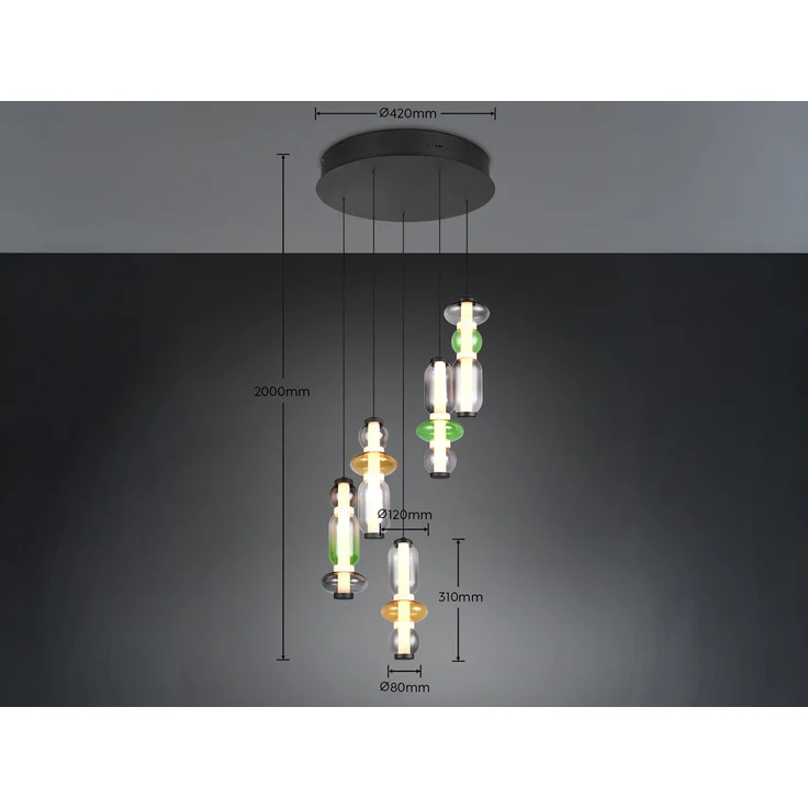 Moderne LED Pendelleuchte MINERVA 5-flammig, höhenverstellbar Ø 42cm – Bild 12