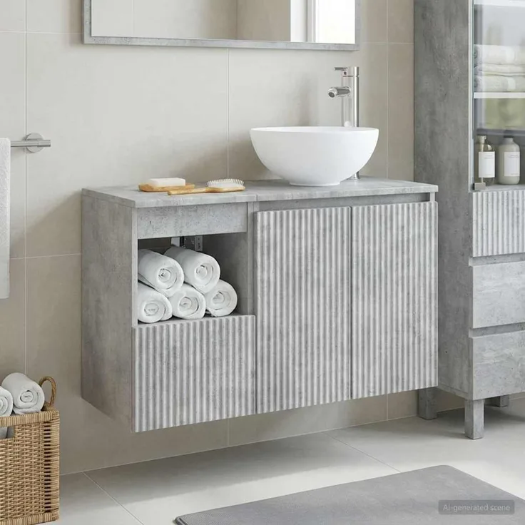 vidaXL Badezimmerschrank-Set 2 stk. Betongrau 79,5 x 41 x 80 cm 3404037