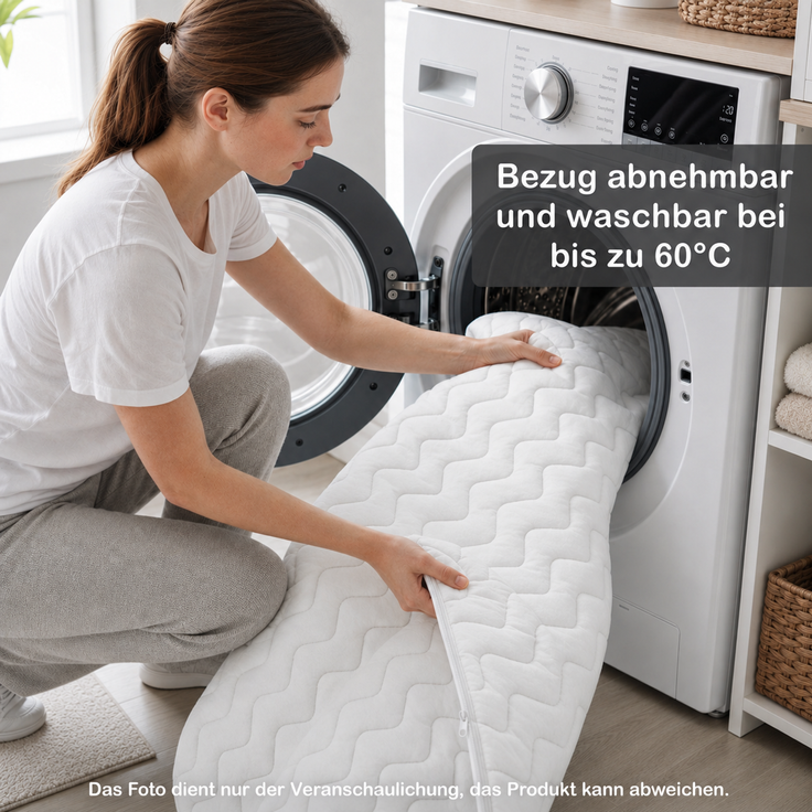 Crownmiller Basic Gel 120x200 cm mittel, Gelschaumtopper, 6 cm hoch, abnehmbarer Bezug, 60 Grad waschbar, Oeko-TEX 100 – Bild 3