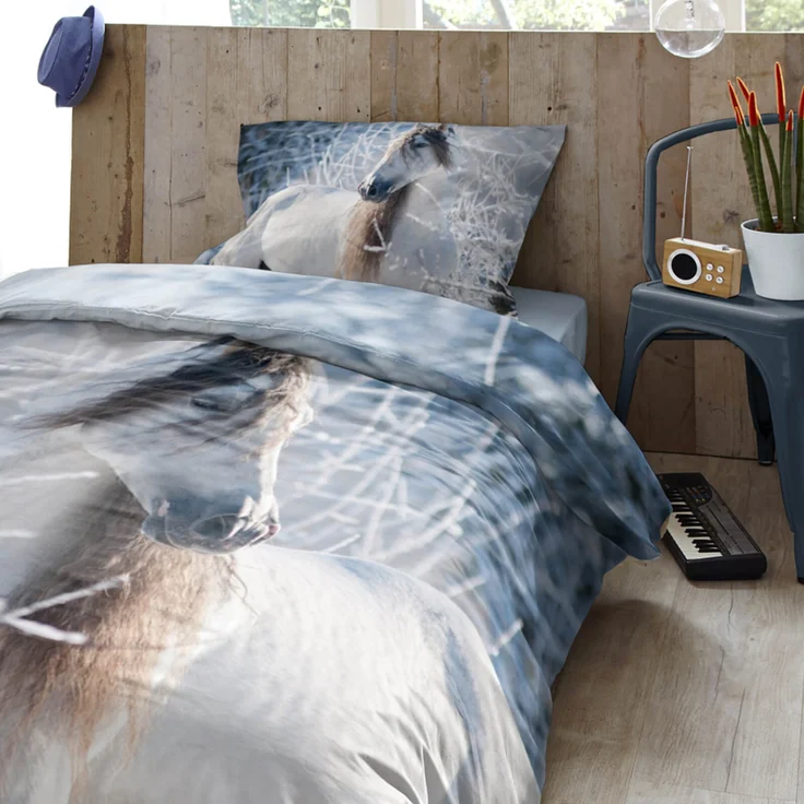 ESPiCO Bettwäsche Trendy Bedding Schneepferd Grau Flanell 135 x 200 + 80 x 80 cm – Bild 6