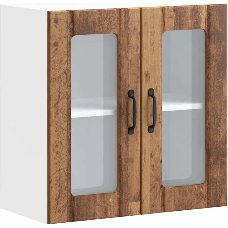 vidaXL Küchen-Hängeschrank mit Glastür Lucca Altholz-Optik Holzwerkstoff 853915 – Bild 1