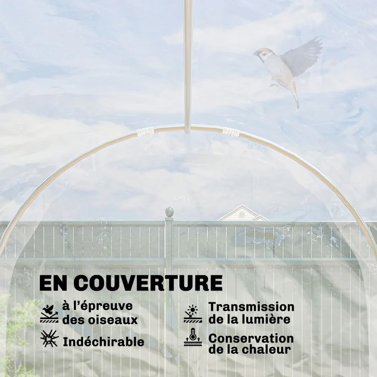 MELAYR, 3 x 2 x 2 m (6 m²) Tunnelgewächshaus mit Flügeltür und 150 g/m² PE-Folie für Gemüse, Transparent – Bild 6
