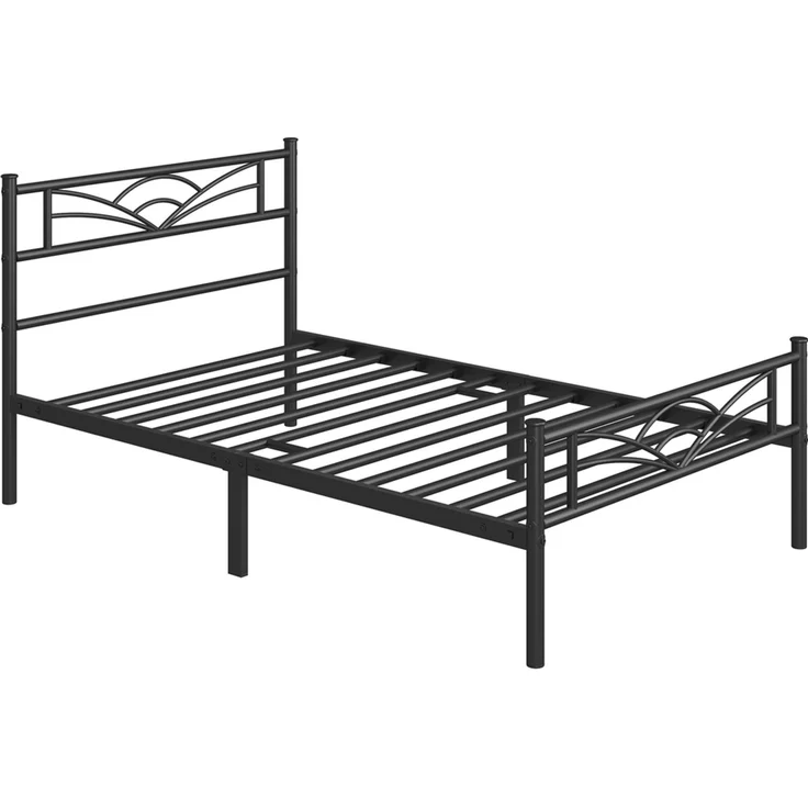 Yaheetech Metallbett mit Lattenrost, Wolkenmuster, Metall Schwarz, 90x200 cm – Bild 1
