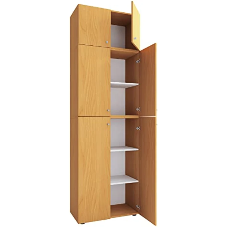 MID.YOU Schuhschrank, Buche, Kunststoff, 3 Fächer, 70x223x39 cm, Garderobe mit Drehtüren – Bild 5