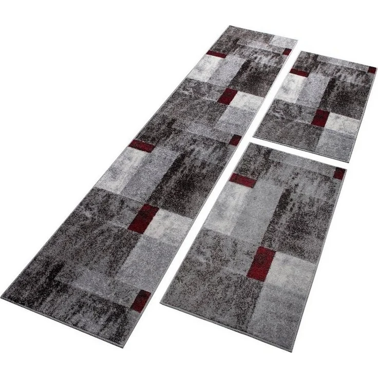 oKu-Tex Bettumrandung PHOENIX, Bettvorleger-Set, 3-tlg. Schlafzimmer, Höhe 11 mm, (Set, 3-tlg. 1 x 67 x 340 cm + 2 x 67 x 140 cm), Bettumrandung 3 teilig, weicher Kurzflor, modernes Design, meliert – Bild 2