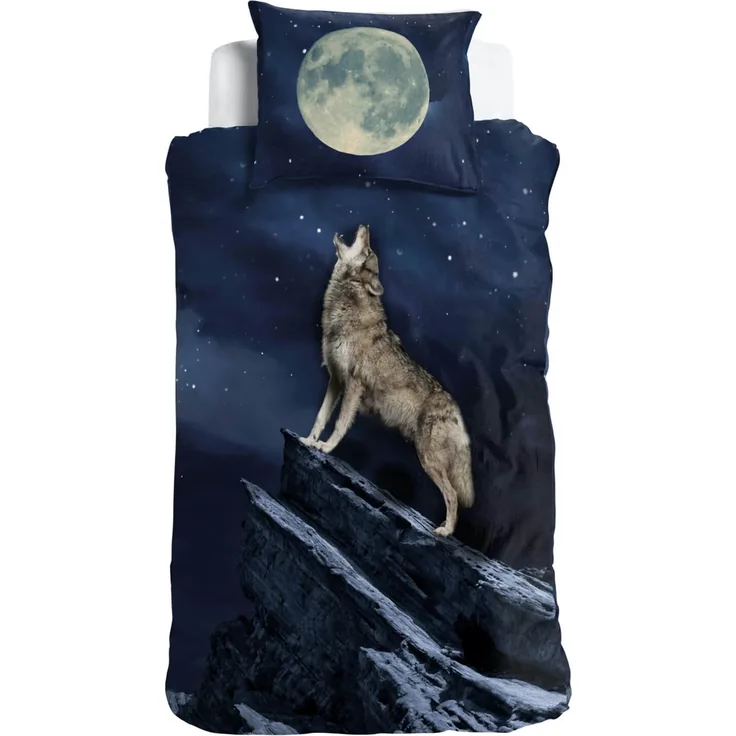 Wolf Bettwäsche Vollmond Digitaldruck ESPiCO Sleep and Dream 135 x 200 + 80 x 80 cm