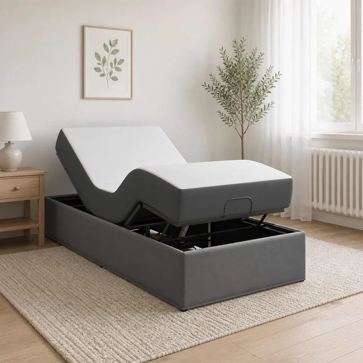 vidaXL Elektrisch verstellbares Bettgestell Dunkelgrau 42037300 – Bild 1
