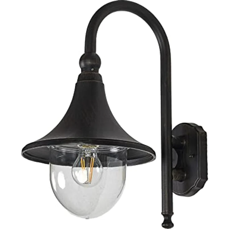 Lindby Wandlampe IP44, Außenwandleuchte mit Antik-Stil, rostbraun, E27 Fassung für max. 60W, 44,2 x 24,5 x 35,5 cm – Bild 1