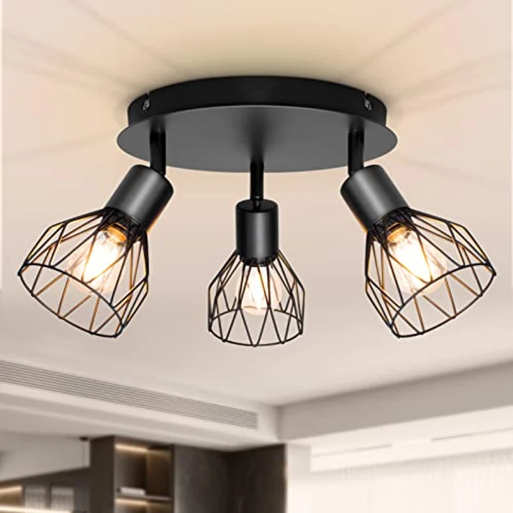 Dehobo Led Deckenstrahler Schwenkbar 350°, Deckenleuchte E14 3 Flammig Schwarz, Spotleuchte Wand, Deckenlampe Spots Led, LED Wandstrahler für Küche, Wohnzimmer, Schlafzimmer, Nein E14 Leuchtmittel – Bild 2