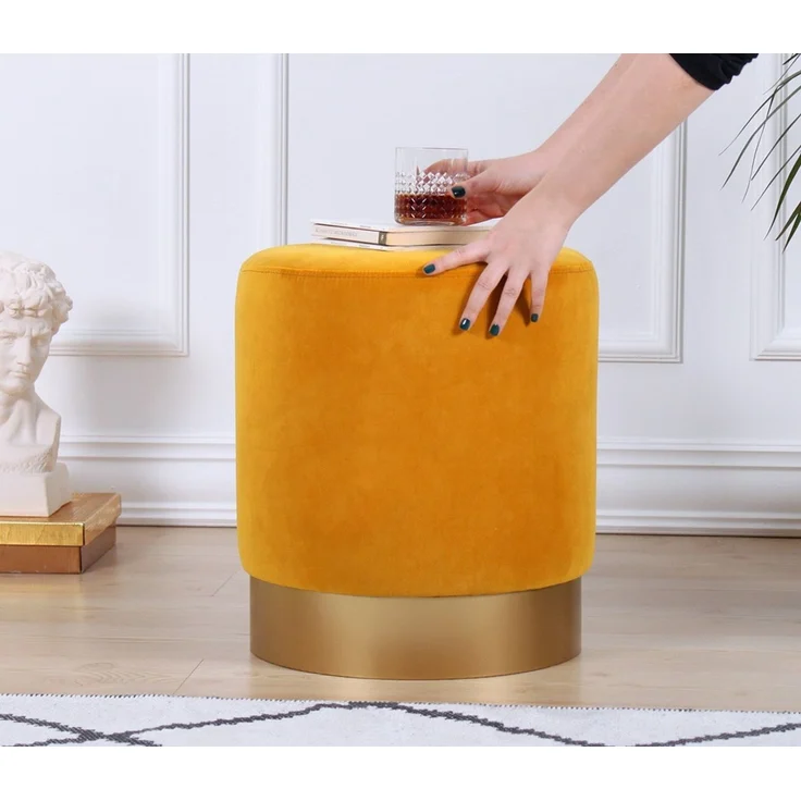 Hanah Home 'Memfis - Mustard' Pouffe, Senf, 40 x 45 x 40 cm – Bild 3