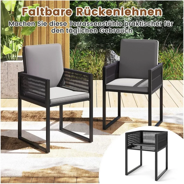 COSTWAY Balkonset, (5-tlg), Rattan Gartenmöbel Set mit Kissen – Bild 3