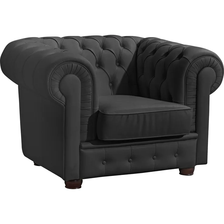 Sessel Kalea Bezug pigmentiertes Nappaleder Buche nussbaum dunkel / schwarz 21364