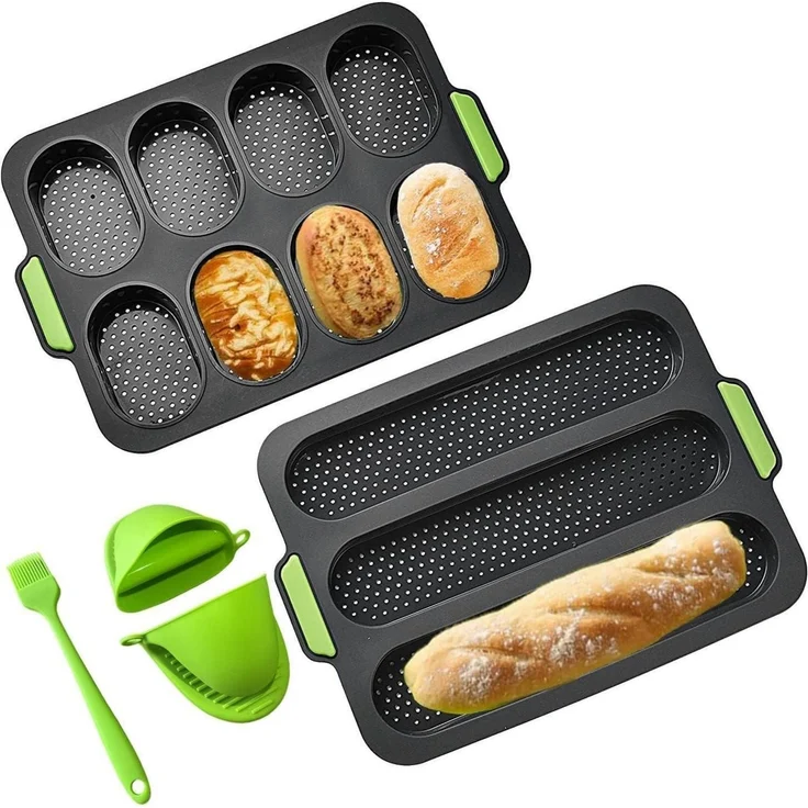 Silikon Baguette Backform Brötchen Brotbackform Antihaft Spülmaschinenfest – Bild 1