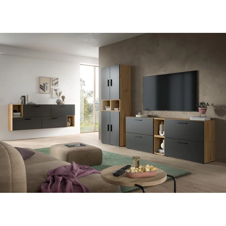 The One Wohnkombination in Basalt grau Nachbildung – Bild 6