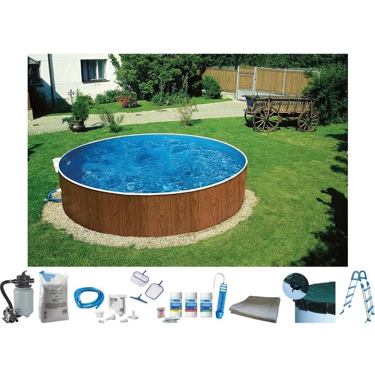 my POOL BWT Rundpool MAONI 4 (Komplett-Set, 9-tlg), Aufstellpool in Holzoptik in verschiedenen Größen