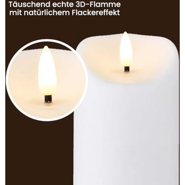 Große LED Outdoor-Kerze ,Flamme', Batterie und Timer, flackernd, warmweiß, 18cm – Bild 2