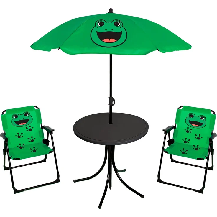 Kinder Campingset Campingstuhl Anglersessel Sonnenschirm Tisch Frosch